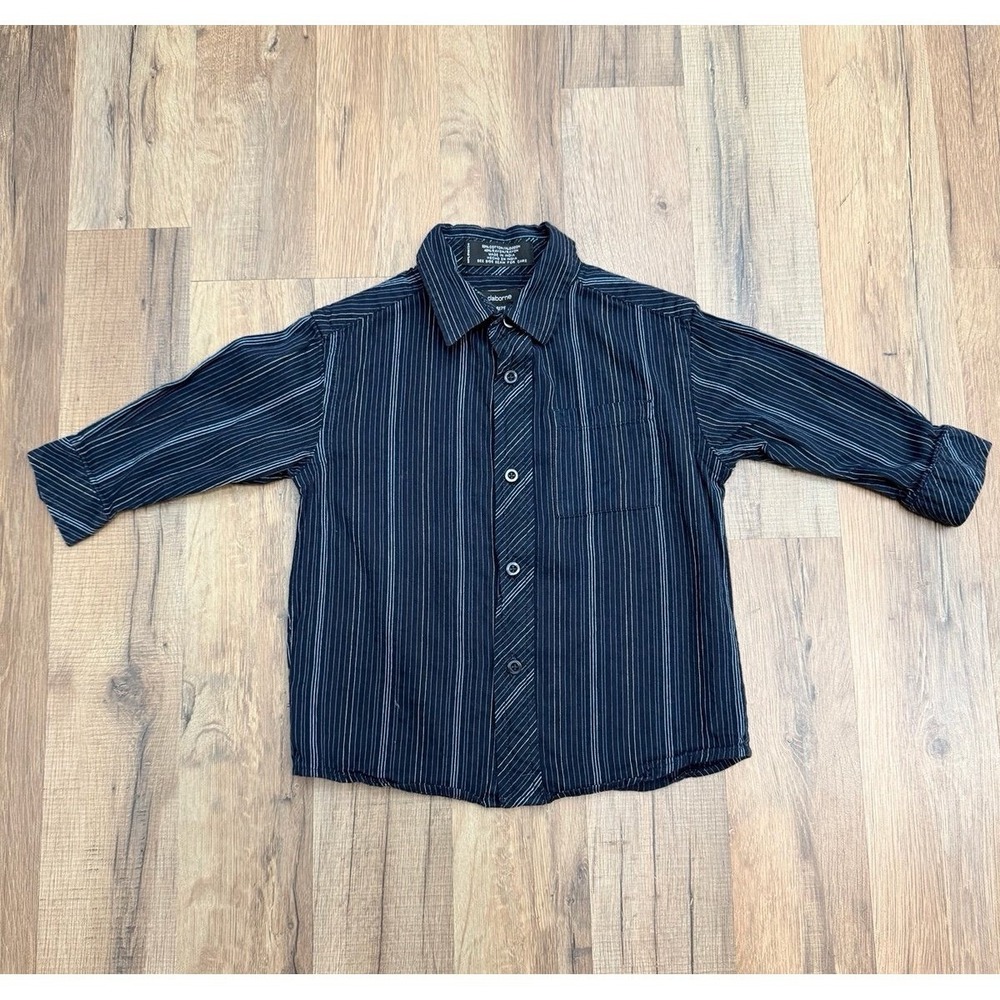 Claiborne Boys Striped Button Down Shirt Blue Long Sleeve‎ Size 2T